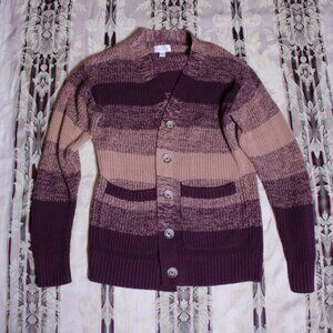 Market & Spruce Purple & Orange Striped Cardigan XS